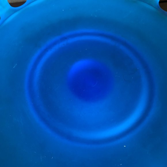 Vintage Westmoreland Elegant Glass Blue Satin Mist Doric Open Lace Console Set - Picture 9 of 16